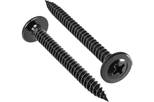 VGBUY 100Pcs #8 x 2 Inch Wood Screws Phillips Modified Truss Head Stainless Steel 410 Quick Metal Self Tapping Screws,Black Zinc Plated