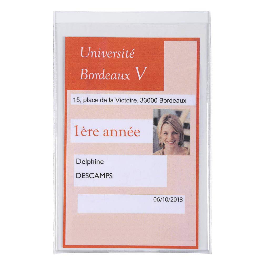 Exacompta - Ref 5392E - PVC Student Card & Identification Protective Sleeve - 75 x 120mm in Size, 2mm PVC to Withstand Everyday Use, 2 Viewing Faces - Pack of 10