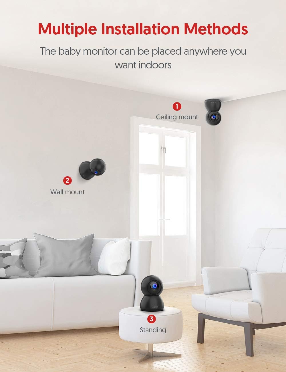 Baby Monitor, Victure 1080P WiFi Indoor Security Camera, Motion Tracking, Motion/Sound Detection, Night Vision,Two-Way Audio, Pan/Tilt, TF Slot/Cloud Storage Works with Alexa: Camera & Photo