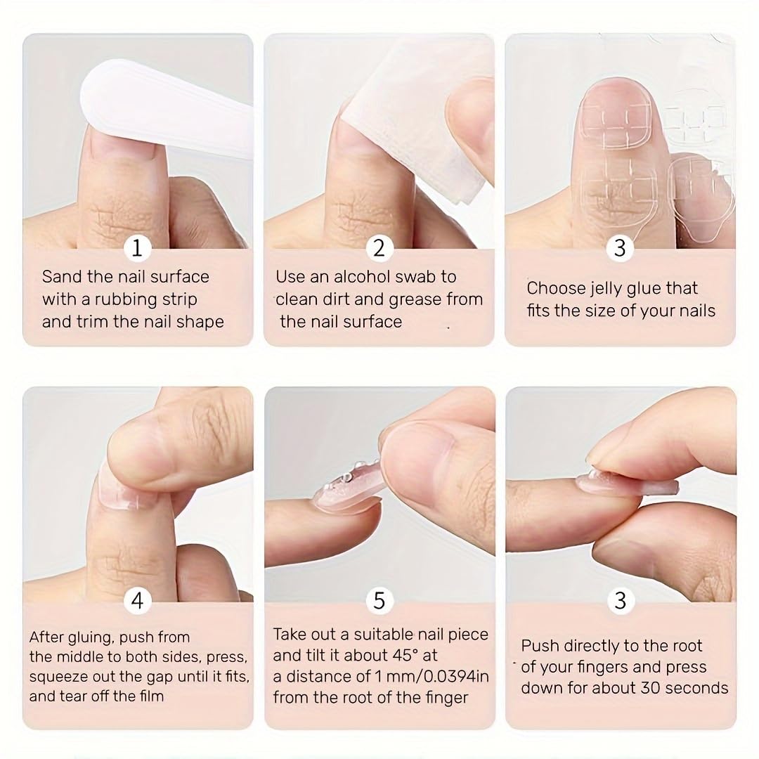 Petite Acrylic Press on Nails Short French Fake Nails Nude White Gradient Designs Stick on Nails Gloss Artificial False Nails Cute Extra Short Press on Nails Small Fake Nails for Women Girls - Image 6