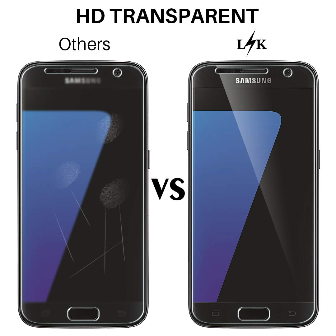 L K 3 Pièces Protection Écran pour Samsung Galaxy S7, S7 Verre Trempé [Anti-Rayures] [Installation Facile du Cadre d\'alignement] [Haute Définition] Film Protection