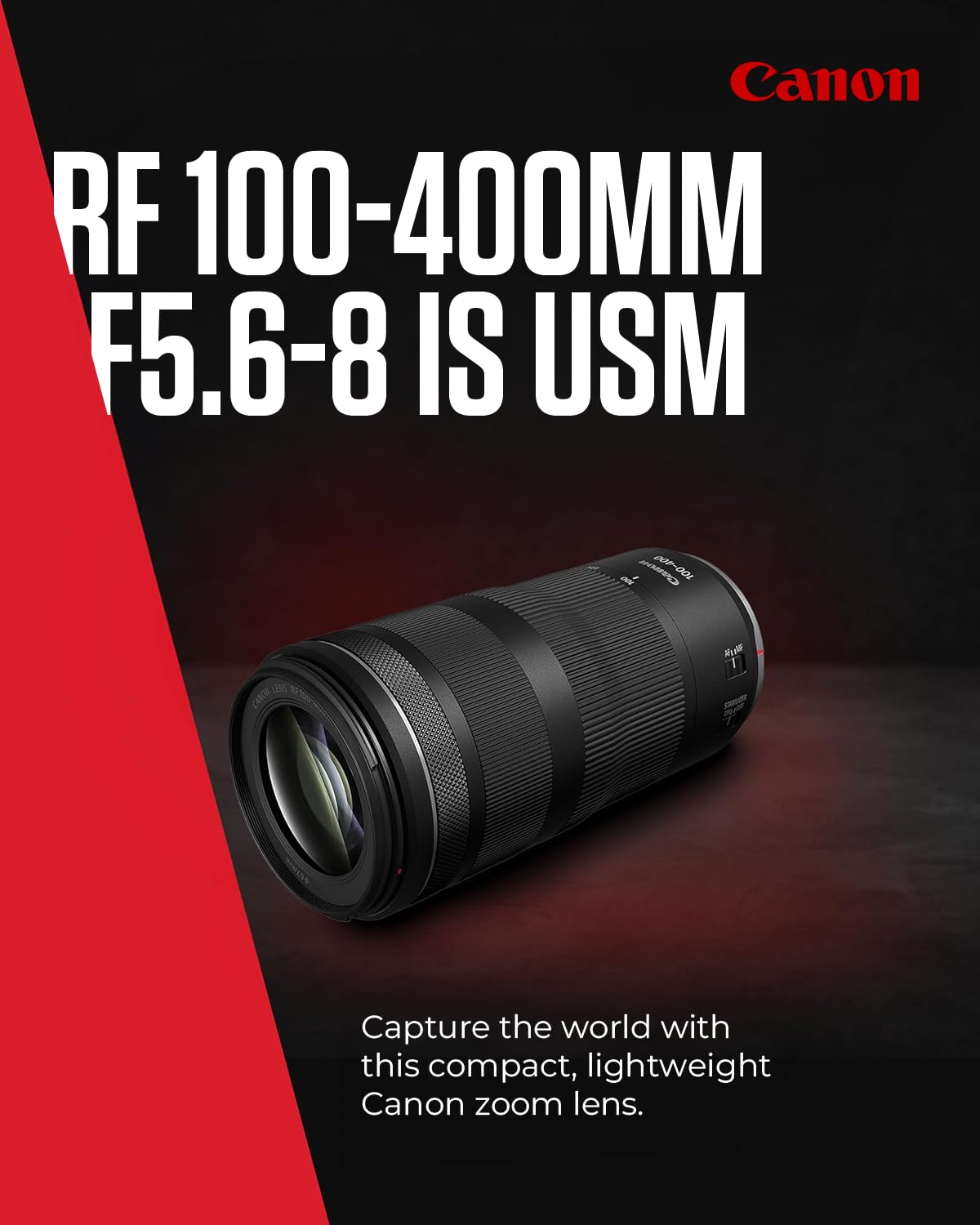 Canon RF Objektiv 100-400mm F5.6-8 IS USM – Tele-Zoom mit 5,5-Stufen-Bildstabilisator für Sport & Natur | Kompatibel mit EOS R System 2