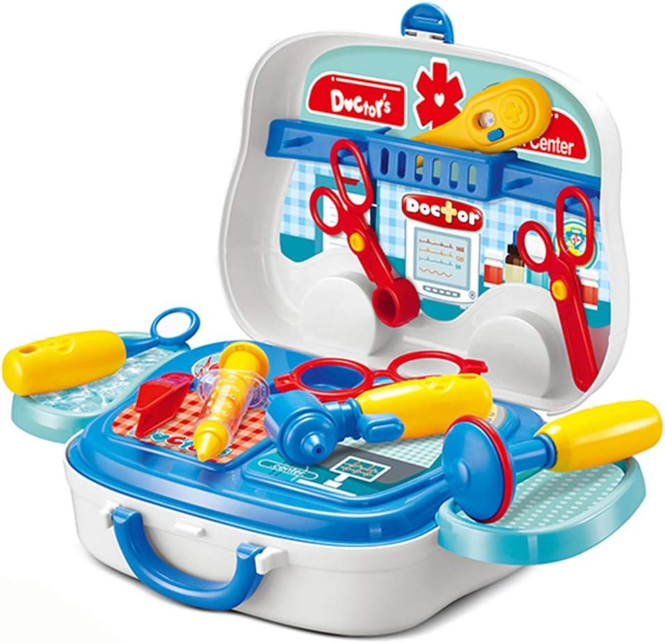 MeeYum Toys Pretend Play Doctor Set for Kids Medical Kit Nurse Carry Case On Wheels