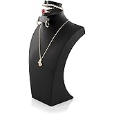 Homeanda Necklace Display Bust, PU Leather Jewelry Display Stand for Vendors, Jewelry Bust Display for Necklace, Bracelets, Earrings, Rings (Black-11.8"x6.7")