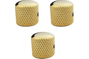 Guyker 3Pcs Guitar Control Knobs with 6mm (0.24") Dia. Shaft Pots with Adjust Wrench - Copper Dome Tuning Potentiometer Knob with Hole Replacement for Electric Guitar or Precision Bass (Golden)