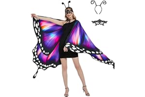 SUNNYLISA Halloween Butterfly Costume for Women and Teen Girls Plus Size Wings,Double Sided Reversible Butterfly Cape for Adults
