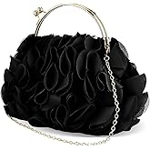 JAMBHALA Women Evening Clutch Bag Floral Satin Purses with Chain for Wedding, Party, Prom | Floral, Satin, with Chain, for Wedding, for Party, for Prom