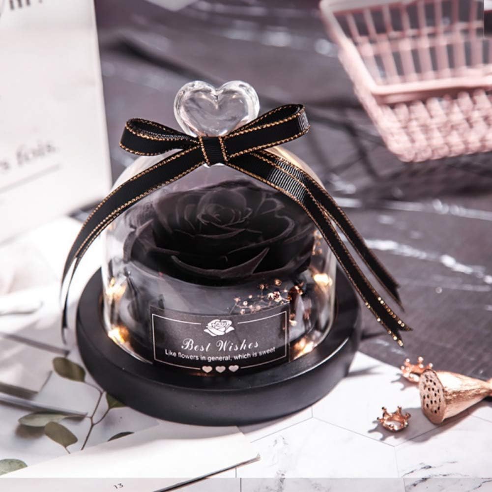 Wenasi Eternal Rose with LED Lights Romantic Preserved Flower Rose with Beautiful Creative Heart Design Gift for Valentine's Day Mother's Day Christmas Anniversary Birthday Thanksgiving Day