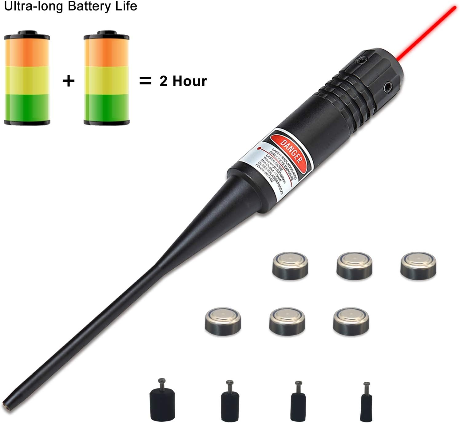 Elenzk Laser Bore Sight Kit for .22 to .50 Caliber, Red Dot Laser BoreSighter for Rifle Scope Handgun Rifles, 2 Set Batteries