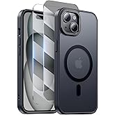 Gyizho for iPhone 15 Plus Case, [with Screen Protector X1、Privacy Screen Protector X1][Compatible with MagSafe][15FT Military Drop Protection] Shockproof Phone Case for iPhone 15 Plus 6.7", Black