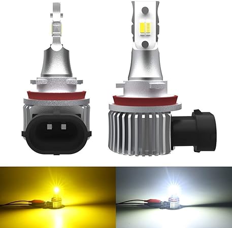 Amazon 最新無極性モデル Bordan 2色切り替え H8 H11 H16 国産車 兼用 Led フォグランプ Dc12v 24v車用 24w 超高輝度 Csp社製チップ採用 Ledフォグライト イエロー 3000k ホワイト 6500k デフォルトホワイト 車用 Ledバルブ 2個セット 1年保証付き 車 バイク