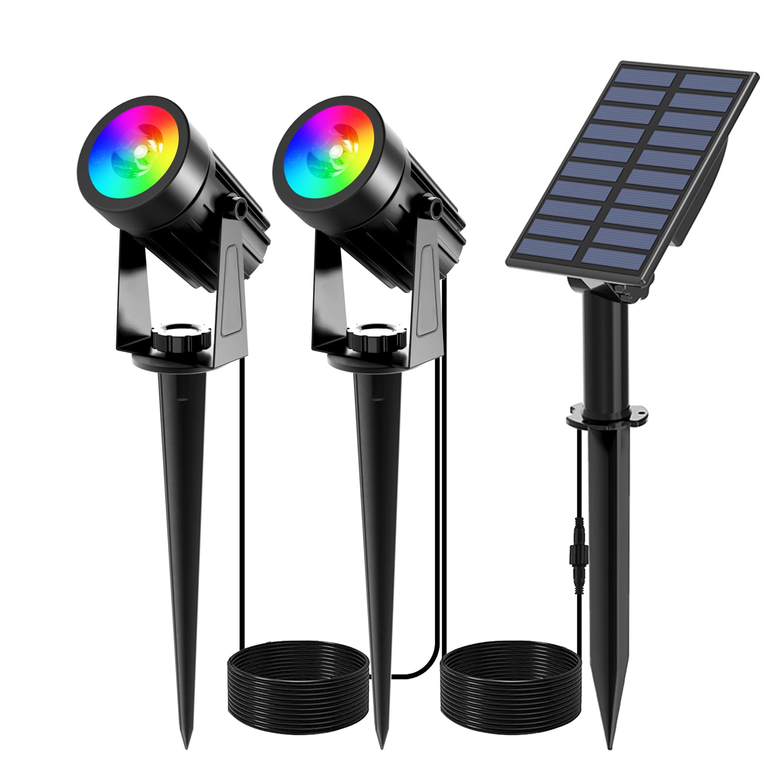 Photo 1 of T-SUNUS Halloween Color Changing Solar Spot Lights Metal, RGB LED Landscape Spotlights IP65 Waterproof Spotlight 2-in-1 for Outdoor Uplighting Garden Pathway Christmas Trees Flag Pond Yard