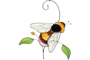 GLASS ART STORIES Bumble Bee Insect Handmade Stained Glass Suncatcher Genuine Stained Glass Window Hanging Unique Indoor Ornament & Outdoor Decor (Bumble bee)