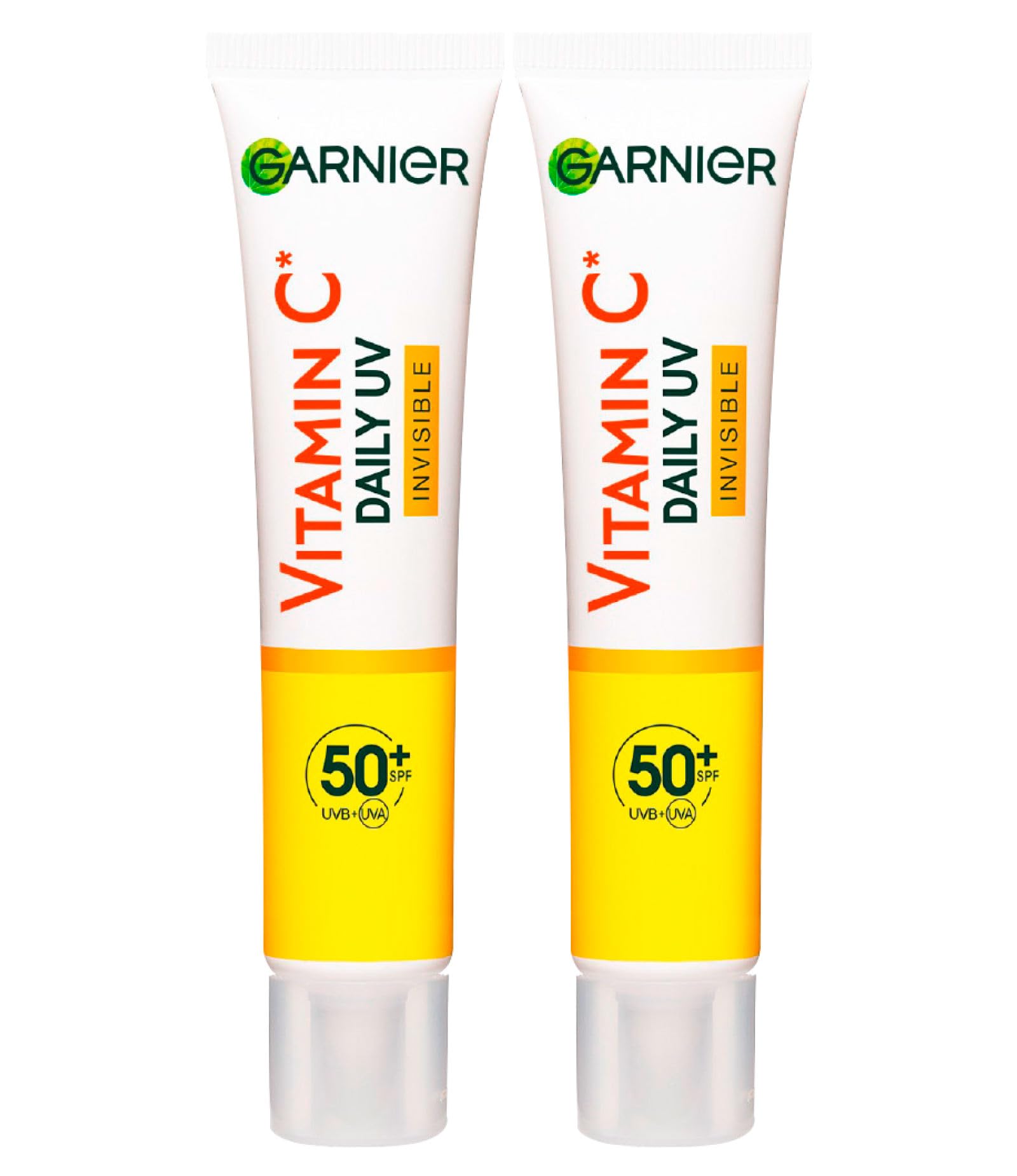 Garnier SkinActive Vitamin C Daily Anti-UV Fluid Anti-Spot Invisible SPF 50+ Moisturizing Rapid Absorption - 2 Bottles of 40ml