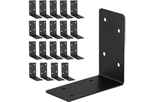YVHFWOY 20Pcs Corner Braces,4"x4"x2" Black L Brackets for Wood,Heavy Duty 2mm Steel Black Raised Garden Bed Corner Brackets,90 Degree L Shape Bracket for Furniture,Bed,Shelf Bracket