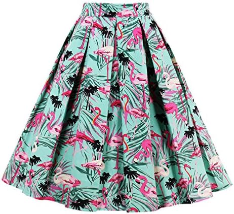 KILLREAL Women's Vintage Knee Length Flare Floral A Line Pleated Skirt