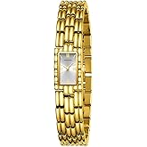 JIANDUN Classic Vintage Square Gold Tone Women Bracelet Watch with Adjustable Band, Water-Resistant