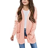 Arshiner Girls Open Front Cardigan Long Sleeve Casual Kids Fall Clothes Solid Thick Chunky Sweater Coat with Pockets