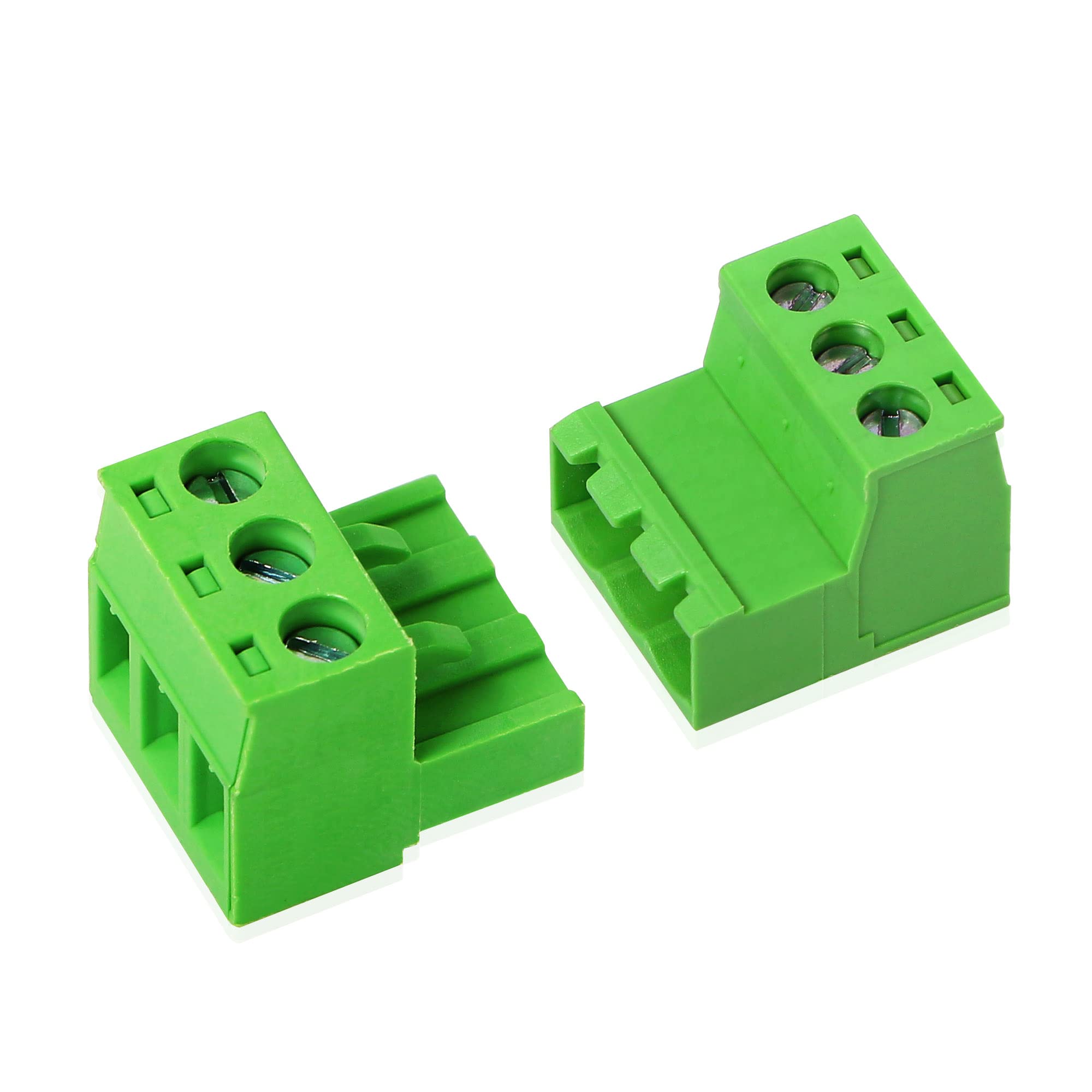 GINTOOYUN 5 Sets Phoenix Connector 3 Pin, 2EDGRK 3-Pole 5.08 mm Terminal PCB Pluggable Screw Terminal Block Connectors, Solderless 5.08mm Pitch Male Female Plug