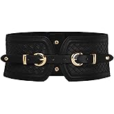 Scarlet Darkness Wide Elastic Belts for Women Stretchy Corset Belt with Double Gold Buckle Waist Belt for Dresses