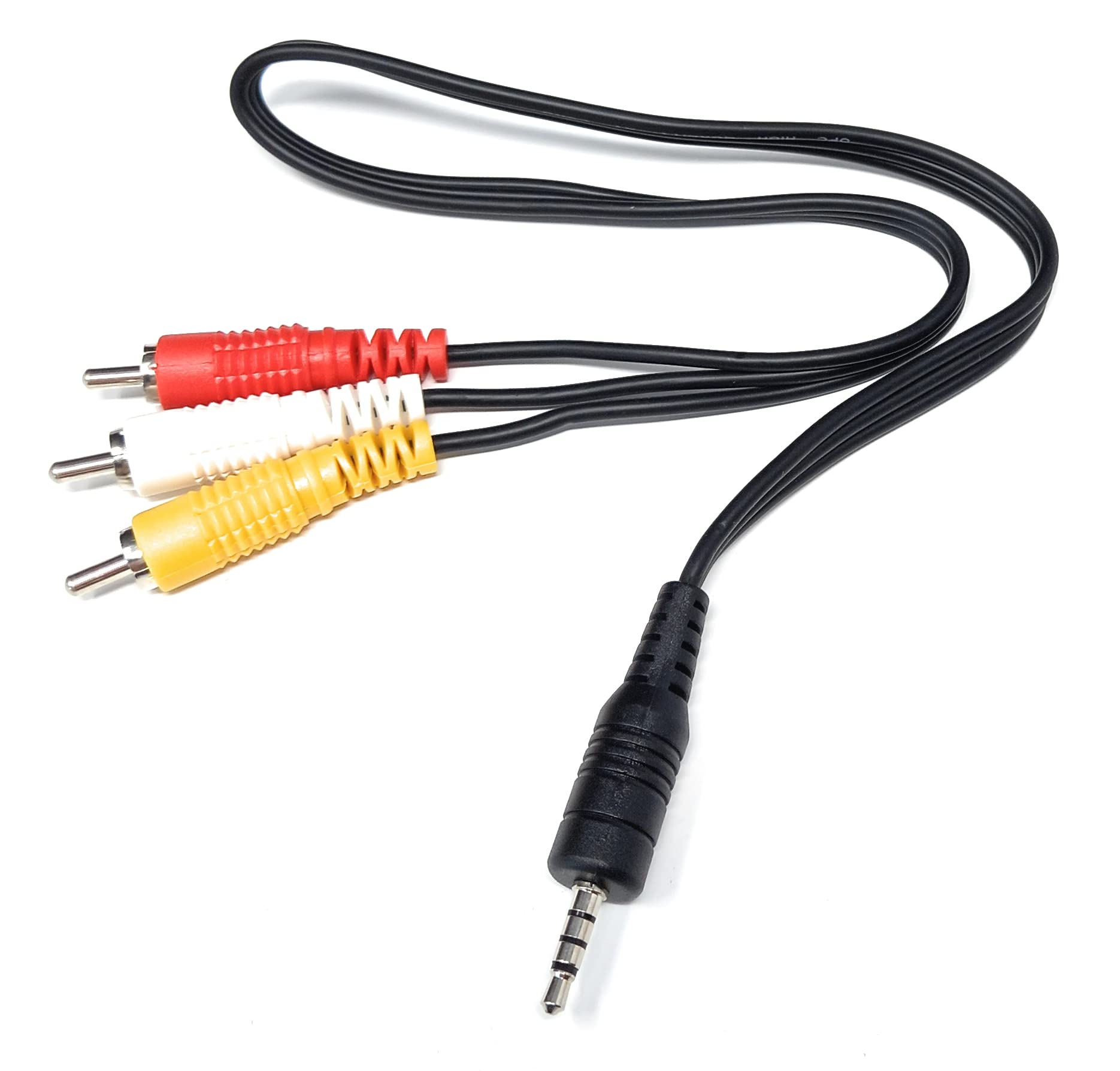 DRUT 50cm short 3.5mm 4 Pole Jack Plug to 3 x RCA Phono Composite Audio Video AV AUX Lead Cable 1.6ft — image 1