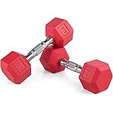 Portzon 8 Colors Options Compatible with Set of 2 Rubber Dumbbell,Anti-Slip, Anti-roll, Hex Shape