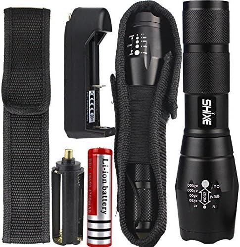 2000 Lumen Zoomable CREE XM-L T6 LED 18650 Tractical Flashlight torch come with Torch Holster and Charger