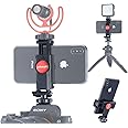 ST-06 Camera Hot Shoe Phone Tripod Mount Adapter 360 Rotation Phone Holder with Cold Shoe for Mic Light Stand Compatible with Canon Nikon Sony DSLR for DJI Ronin SC Gimbal Stabilizer