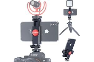 ULANZI SELECT ST-06 Camera Hot Shoe Phone Tripod Mount Adapter 360 Rotation Phone Holder with Cold Shoe for Mic Light Stand Compatible with Canon Nikon Sony DSLR for DJI Ronin SC Gimbal Stabilizer