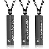 BGAFLOVE Crystal Black Cremation Jewelry for Ashes Silver Urn Necklace for Ashes, Birthstone Cube Urns Memorial Ashes Necklace Pendant Keepsake, Cremation Urn Jewelry Bar Locket With CZ
