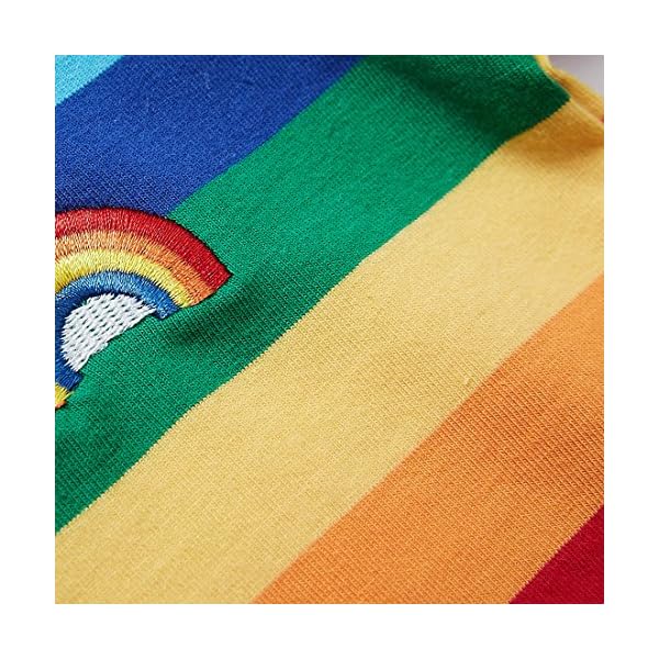 Sooxiwood Little Boys T-Shirt Rainbow Striped O-Neck Cotton Blend Halloween Rainbow Shirt for Boys - Image 6