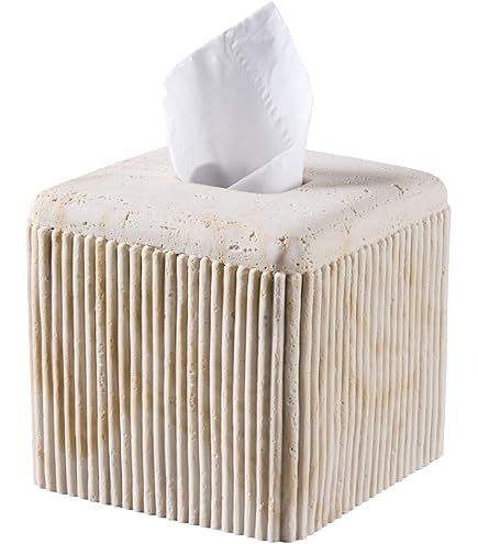 Natural Travertine Textures Tissue Box Cover Rectangular For Home Decor Resin Heavy Tissue Box Holder Bathroom Countertop Tabletop Bedside Table Office - View #8
