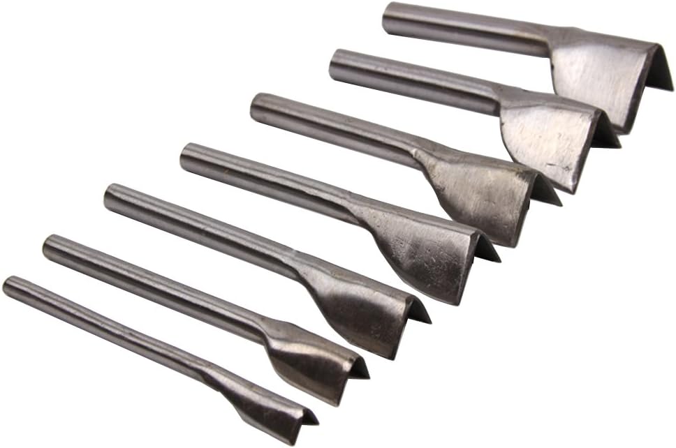 AMPSEVEN V Shaped Leather Cutter Puch DIY Leathercraft End Tools for Belt Wallet 7 Sizes