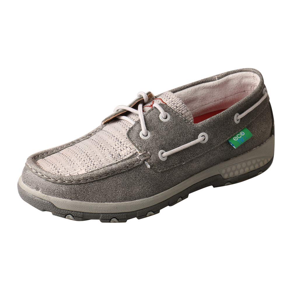 Twisted X Women's Boat Shoe Driving Moc, Moc Toe with CellStretch, Grey & Light Grey, 5.5 M Image