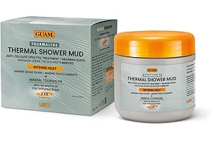 Guam Seaweed & Tourmaline Thermal Mud Anticellulite Remover | 3-minute Shower Body Mask for Cellulite Removal | Hot Infrared FIR Anti Cellulite Treatment for Thighs and Legs, 1.1LB