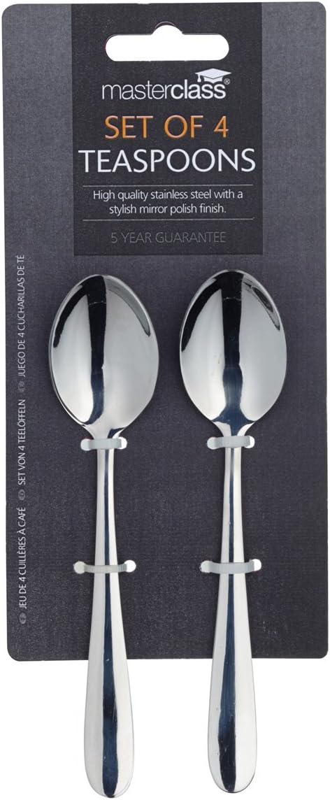MasterClass Spoon Set, Stainless Steel Teaspoons, 4 Piece, Mirror Polished Finish, Silver - Image 3