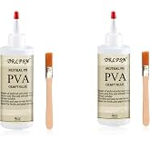 PVA Glue Book Binding, PH Neutral PVA Adhesive, Professional-Grade Strength Acid-Free Book Glue, Dries Clear &amp; Remains Flexible, Used for Book Repair, Framing &amp; Crafts | Safe for Paper - 4 oz (2 Pack)