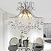 DINGGU Modern 6 Lights Chrome Finish Crystal Chandeliers Flush Mounted Pendant Ceiling Light for Dining Room
