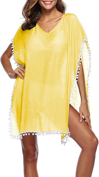 iShine Womens Beach Bikini Cover up Swimsuit Tassels ...