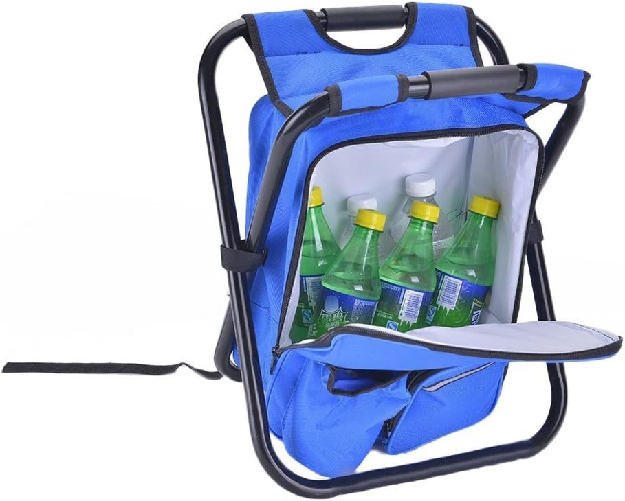 Nadalan Outdoor Folding Chairs Fishing Backpack Chair,Portable Camping Stool,Foldable Chair with Double Layer Oxford Fabric Cooler Bag for Fishing,Beach,Camping,House and Outing (Blue) - Image 3