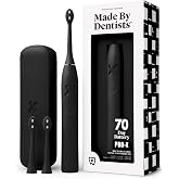 Made by Dentists PRO‑X Sonic Electric Toothbrush for Adults &ndash; 70‑Day Battery on One Charge, Dentist‑Designed Whitening Rechargeable Toothbrush, 3 Brush Heads &amp; Travel Case, 3 Modes, Black