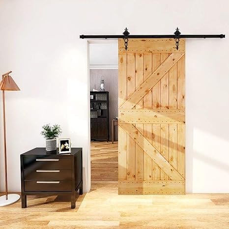 Ccjh 9ft Single Sliding Barn Wood Door Hardware Track Set Black