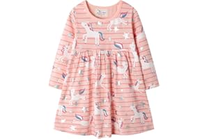 Hongshilian Girls Cartoon Dress Applique Party Dresses Casual Jersey Cotton Long-Sleeved