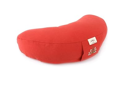 Sei Design Halbmond Yogakissen Meditationskissen mit Buchweizenschalen-Füllung 46x25x10 Rot