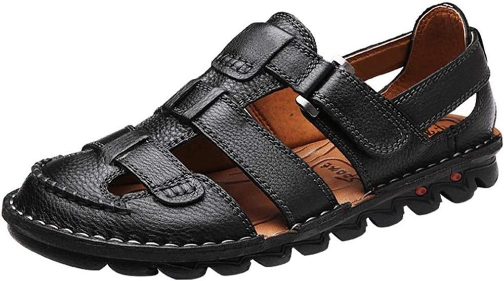 Yaer Men's Leather Sandals Beach Shoes for Men Sandals Shoes Size 6-12(2 Colors)