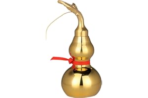 I-MART 4 Inch Brass Feng Shui Gourd Wu Lou Hu Lu Chinese Decor Symbol of Health Longevity and Prosperity, Oriental Good Luck Decorations for Home Office Feng Shui Decor