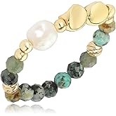 SIXFOX Stretch Natural Freshwater Pearl Elastic Beaded Wrap Stackable Ring Gift