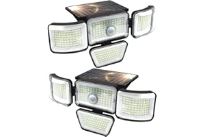 dalattin Solar Flood Lights, 280 LED Solar Wall Light Outdoor, Dark to Dawn, IP65 Waterproof, 4 Heads 270° Wide Angle Motion Sensor, for Yard, Wall, Garage, Steps (2)