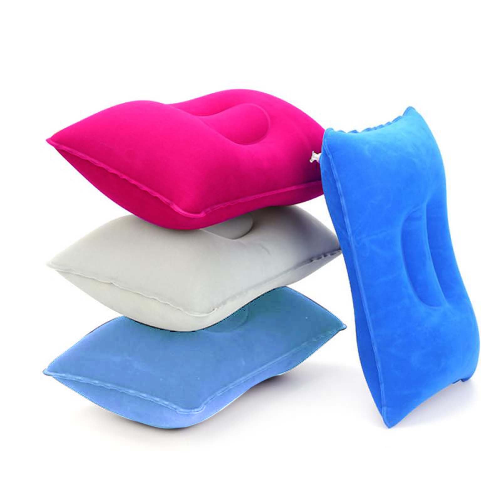 Photo 1 of 4Pack Ultralight A4 Size Inflatable Travel Pillow, Small Squared Flocked Fabric Air Pillow for Traveling, Holiday Trip, Hiking, Camping,Napping,Neck Lumbar Support(Gray,Sky Blue,Red,Deep Blue)
