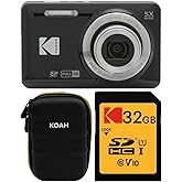 Kodak PIXPRO Friendly Zoom FZ55 Digital Camera (Black) Bundle with Case for Compact Cameras, and Kodak 32GB Class 10 UHS-I U1